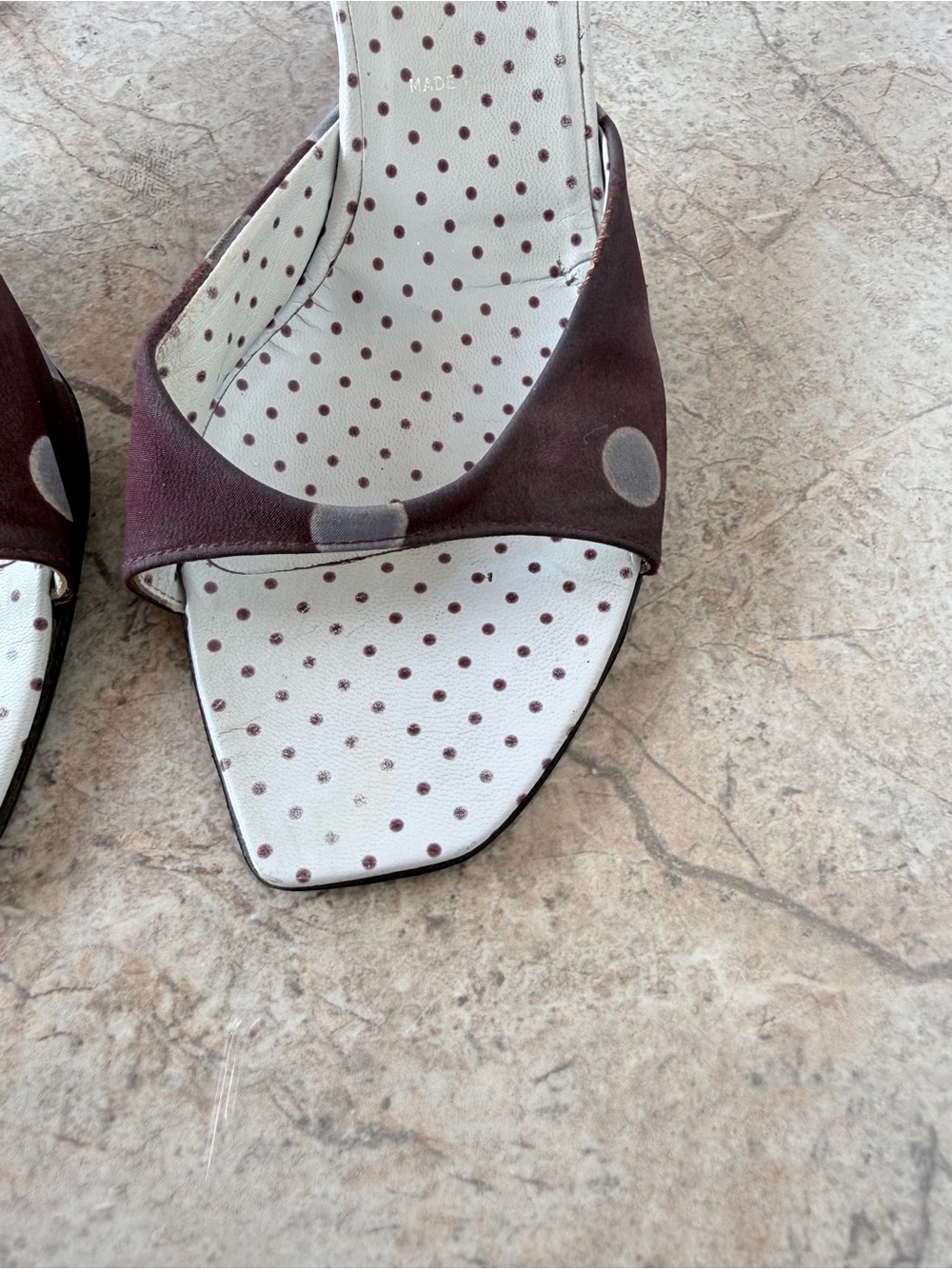 Archival Prada SS 2000 Polka Dot Silk Mule Kitten Heels - Picture 4 of 10